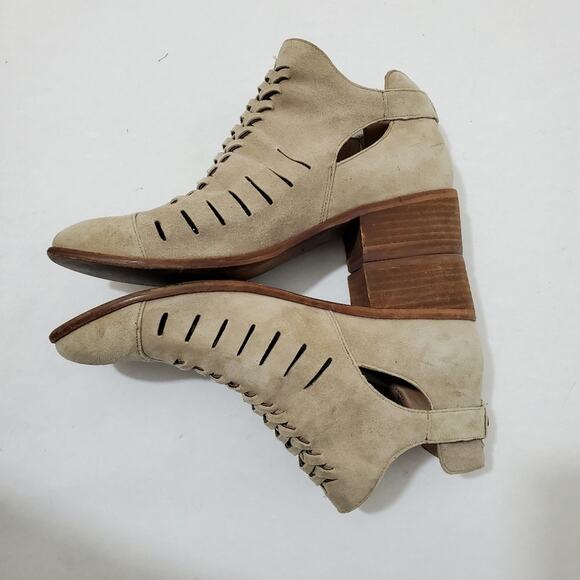 Sam Edelman | Pierson Suede Ankle Booties with Ladder Slit Design - Picture 4 of 16